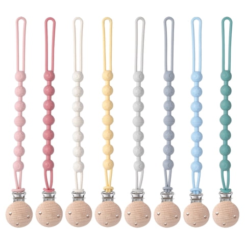 KABOER 8Pcs Pacifier Clips Silicone, Neutral Pacifier Clips for Baby Boys and Girls - Flexible and Rust-Free Holders for Teething Relief, Safe for Newborns