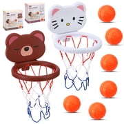KABOER Bathtub Basketball Hoop for Kids - 2 Pack Suction Cup Bath Toys with 6 Small Basketballs, Shower Basketball Set for Toddlers Ages 4-8, Kids Basketball Hoop for Bathtub