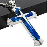 PWFE KABOER Titanium Steel Cross Necklace Pendant Cross Chain Necklace for Men Women Boy