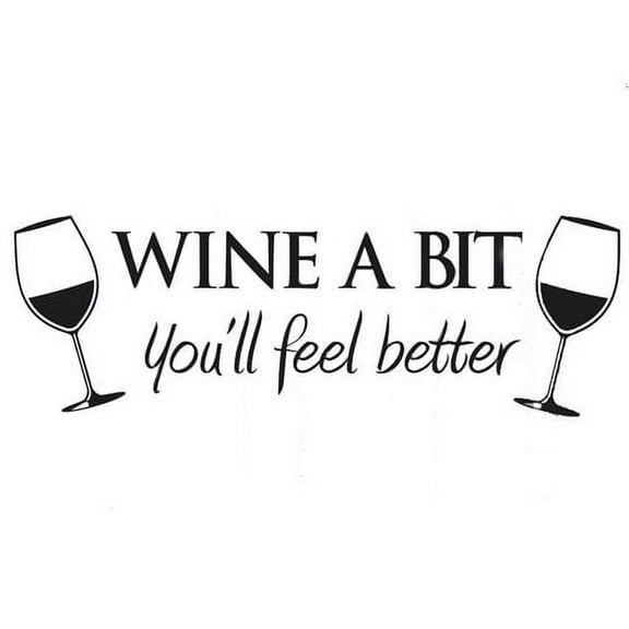 KABOER Wine a Bit You'll Feel Better Kitchen Wine Glass Wall Stickers Waterproof Art Wall Stickers Home Decor