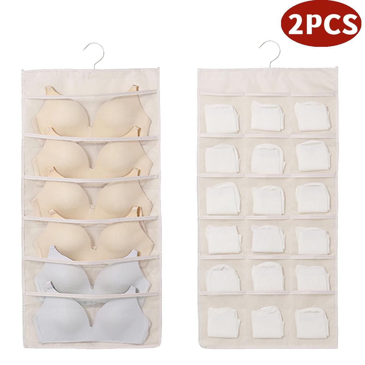 KABUER Bra Organizer Hanging Closet Organizers Beige Bra Organizer Underwear Organizer Hanging ...