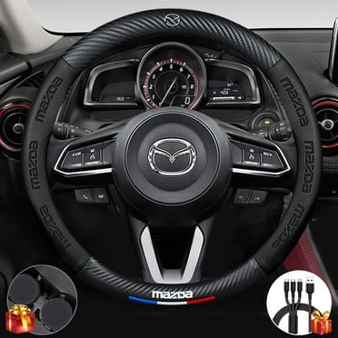 KABUQI Steering Wheel Cover Universal Standard Size 14.5-15 inch, Black Microfiber Leather