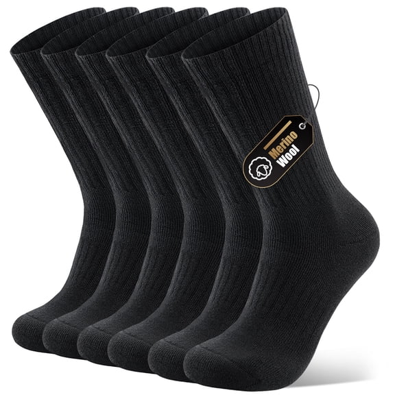 KACIIXAA Merino Wool Compression Support Crew Running Hiking Socks for Men Women, Soft Thick Cushion Tab Socks,3 Pairs