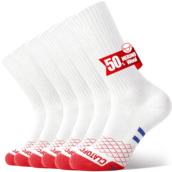 KACIIXAA Merino Wool Compression Support Crew Running Hiking Socks for Men Women, Soft Thick Cushion Tab Socks,3 Pairs