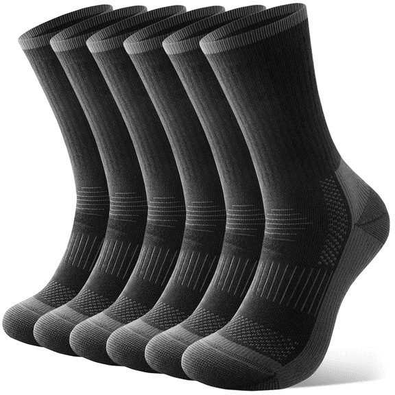 KACIIXAA Merino Wool Compression Support Crew Running Hiking Socks for Men Women, Soft Thick Cushion Tab Socks,3 Pairs