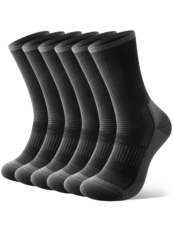 Merino Wool Compression Support Crew Running Hiking Socks for Men Women, Soft Thick Cushion Tab Socks,3 Pairs