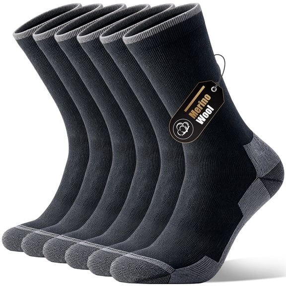 KACIIXAA Merino Wool Compression Support Crew Running Hiking Socks for Men Women, Soft Thick Cushion Tab Socks,3 Pairs
