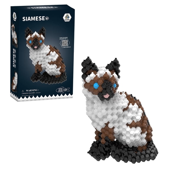 KADELE 3D Siamese Cat Building Blocks Set, Challenging Assembly Puzzle, STEM Educational Toy for Teens and Adults