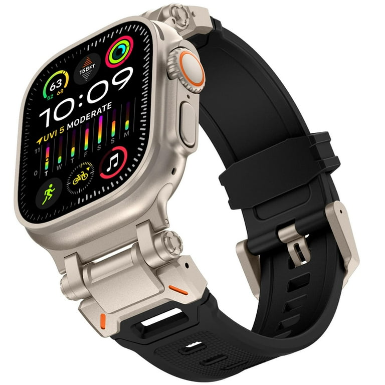 KADES for Apple Watch Ultra 2 Band 49mm for Apple Watch Band Series 9 8 SE2 7 6 SE 5 4 3 2 1 45mm 44mm 42mm Durable Metal Connector Band Rugged TPU Sport Replacement Band Walmart