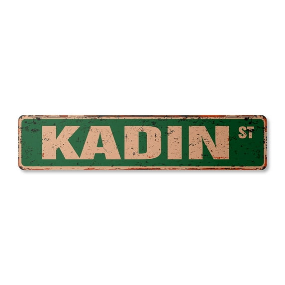 KADIN Vintage Aluminum Street Sign Childrens Name Room Metal Sign rustic metal tin | Indoor/Outdoor | 18" Wide