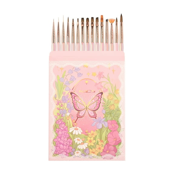 KADS Gel Nail Brush 15 Pcs Gift Set Nylon Bristles Nail Art Brush Comfortable Handle Bristles with ABS Cover with Gift Box