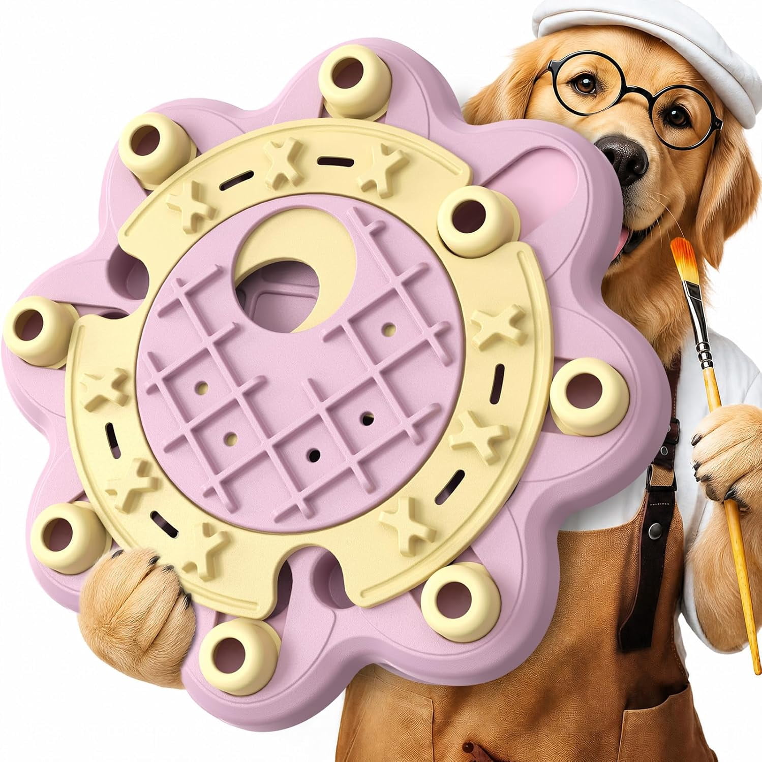 KADTC Dog Puzzle Toy, Large Size, 3 Levels of Step-by-Step Challenge Beginner to Advanced Slow Feeder & Mental Stimulation for Smart Dogs Enrichment Puppy Pink Toys