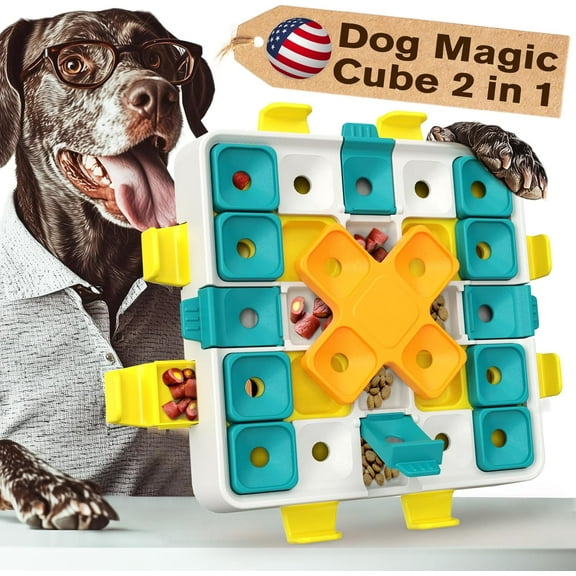 KADTC Puzzle Toys Level 2 in 1 Advance Educational For Smart Small/Medium/Large Dogs Intelligence Learning Toy Keep Busy Puppy Boredom Buster Interactive Brain Mental Stimulation Treat Enrichment