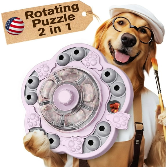 KADTC Rotating Dog Puzzle Toys Level 3 in 1 Centralized Food Dispensing Slow Puzzles Feeder Puppy Holiday Birthday Gift Mind Treat Game Mental Stimulation Enrichment for Small/Medium/Large Breed Dogs