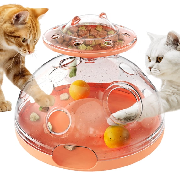 KADTC U.S. Brand & Design All in ONE-2WAYS TO PLAY Cat Treat Dispensing Puzzle Toy & Foraging Balls Game For Indoor Cats Interactive Slow Food Puzzles Feeder Kitten Stimulating Enrichment Toys