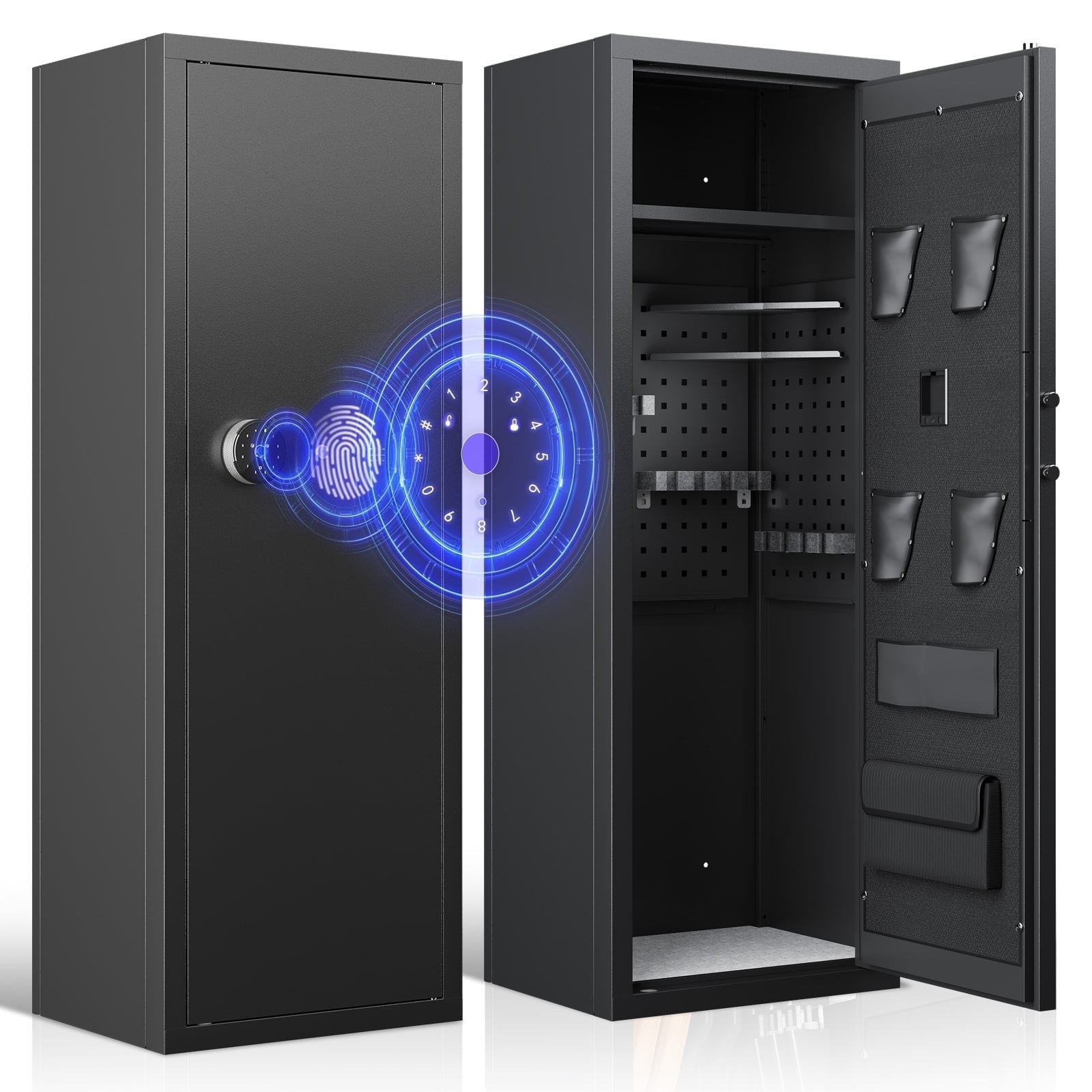 KAER 10-12 Rifle Gun Safe Gun Cabinets Electronic Rifle Safe Gun Safes for Rifles and Shotguns Gun Cabinet with Removable Shelf and Rifle Rack