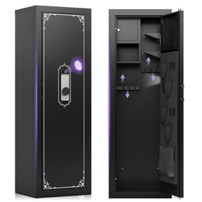 KAER 10-14 Biometric Gun Safe, Quick Access Large Unassembled Rifle Safe, Gun Cabinet with Adjustable Shelf and Locking Built-in Cabinet