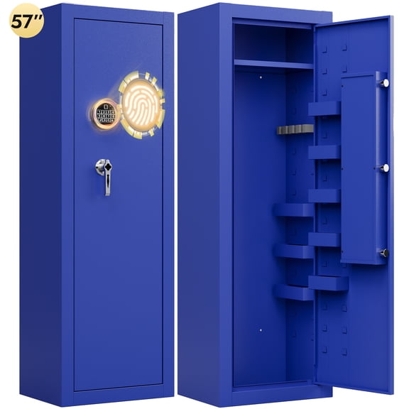 KAER 13-15 Biometric Gun Safe, Quick Access Assembled Gun Safe for Rifle and Pistol, Large Heavy-Duty Gun Cabinet for Shotgun with Removable Shelf & Gun Rack, Blue