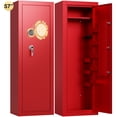 thumbnail image 1 of KAER 13-15 Biometric Gun Safe, Quick Access Assembled Gun Safe for Rifle and Pistol, Large Heavy-Duty Gun Cabinet for Shotgun with Removable Shelf & Gun Rack, Red, 1 of 9