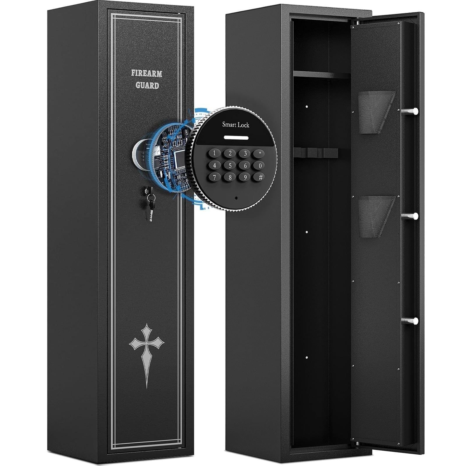 KAER 2-3 Gun Safe, Rifle Safe for Multi-Function, Quick Access Gun Cabinet with Pistol Pockets for Home