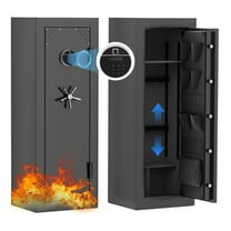 KAER 18-20 Fireproof Gun Safe, Quick Access Fingerprint Rifle Safe, Assembled Gun Cabinet for Rifle and Shotgun, Gun Safe with Removable Shelf and Rifle Rack