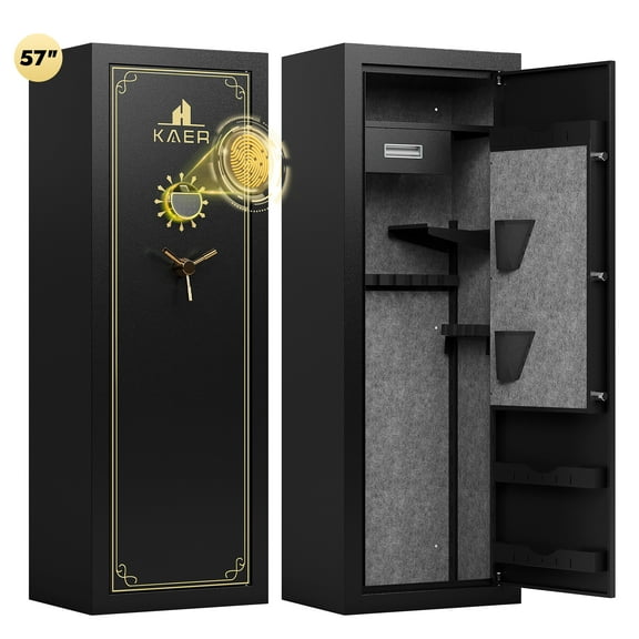 KAER 23-25 Assembled Gun Safe, Quick Access Biometric Gun Safe for Rifle and Pistol, Large Heavy-Duty Gun Cabinet for Shotgun with Removable Shelf & Gun Rack