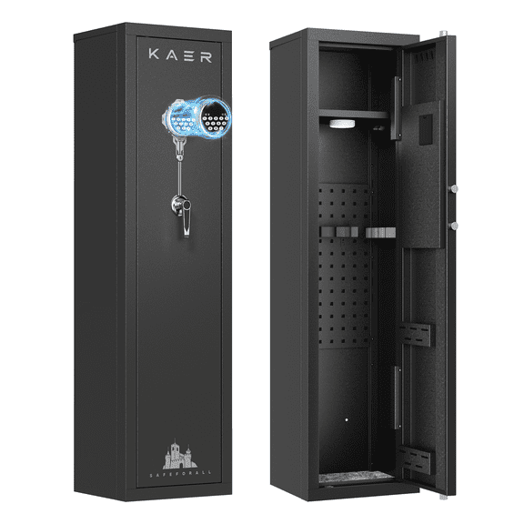 KAER 5-7 Gun Safe, Quick Access Gun Cabinet with Removable Shelf, Unassembled Rifle Safe for Rifle and Pistol