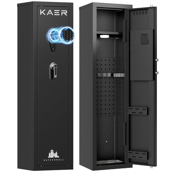 KAER 5-7 Gun Safe, Quick Access Gun Cabinet with Removable Shelf, Unassembled Rifle Safe for Rifle and Pistol