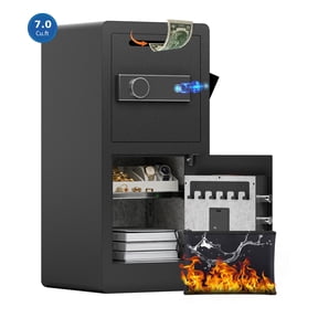 KAER 7.0 Cuft Fingerprint Depository Safe Box, Double Door Drop Safe Fireproof with Deposit Slot, Security Money Safe for Home & Office