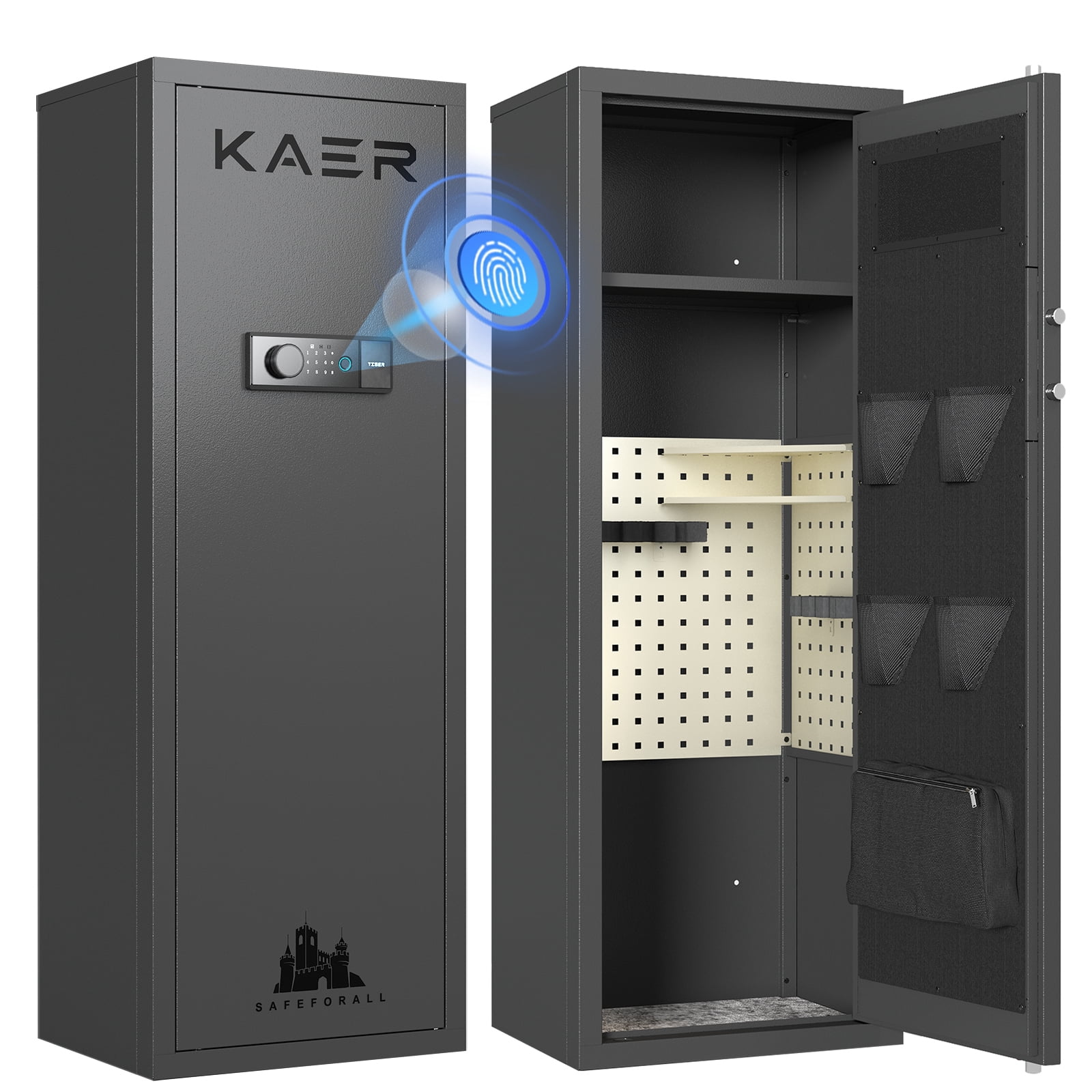 KAER 8-10 Gun Safe, Fingerprint Rifle Safe, Quick Access Gun Safe for ...