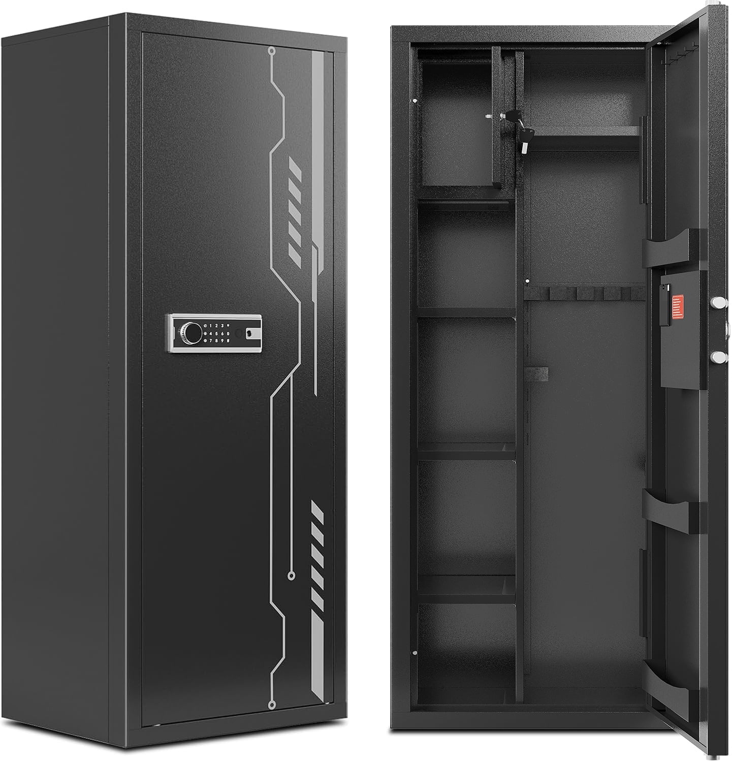KAER 8-12 Gun Safe, Multi-Function Gun Safe for Rifle and Shotgun, Large Unassembled Gun Cabinet with Removable Shelf and Rifle Rack