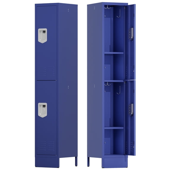 KAER Metal Locker, 2 Door Storage Locker with Hook, Storage Cabinet for Home, Office, Gym, Workshop-Blue