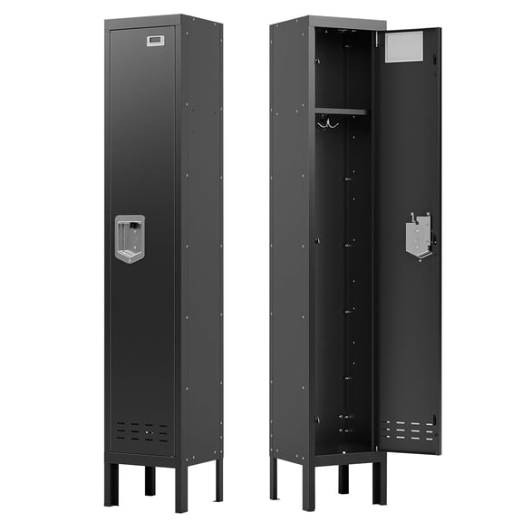 KAER Metal Locker, Lockers for Employees, 66" Storage Locker with Mirror & Hooks, Storage Cabinet with Doors and Shelves for Gym, Office, School, Home