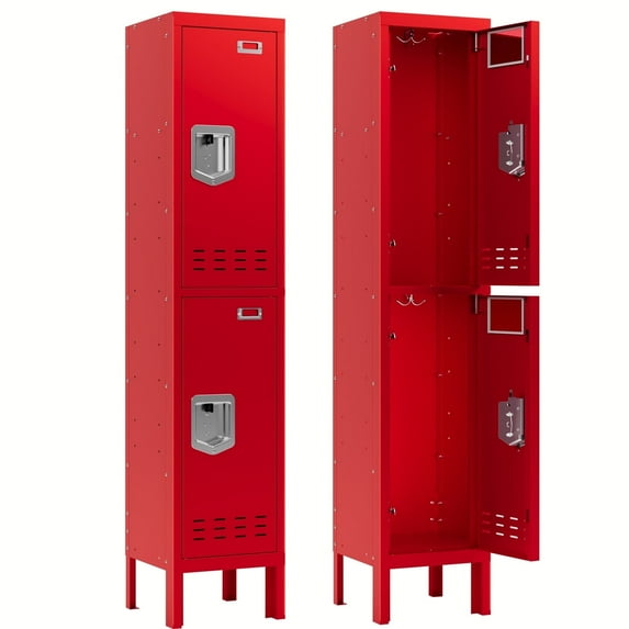KAER Metal Locker with 2 Doors 66“ Storage Locker for Employees andstudent with Card Slot Lockable Steel Locker for School Gym Home Office Staff