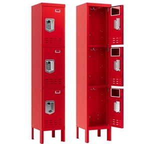 KAER Metal Locker with 3 Doors 66“ Storage Locker for Employees andstudent with Card Slot Lockable Steel Locker for School Gym Home Office Staff