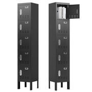 KAER Metal Locker with 5 Doors 66  Storage Locker for Employees andstudent with Card Slot Lockable Steel Locker for School Gym Home Office Staff