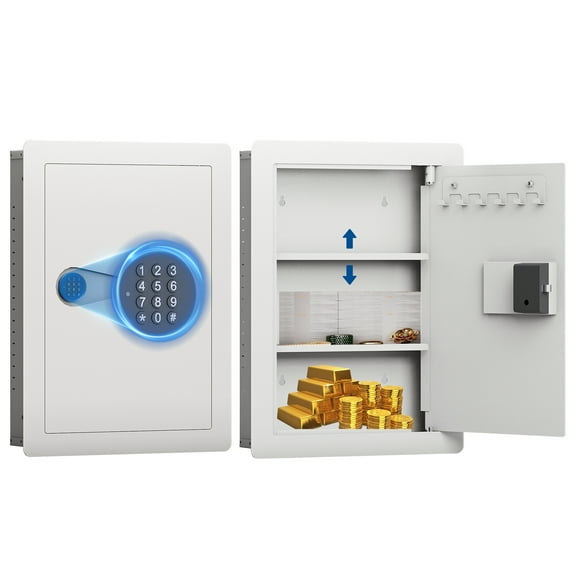 KAER Wall Safe, Hidden Safe with Digital Keypad, Wall Mount Safe for Gun, Money, Jewelry, Valuable