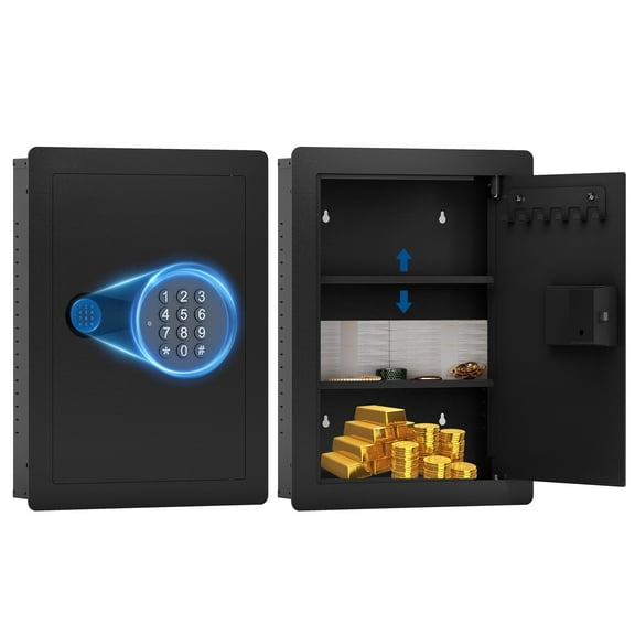 KAER Wall Safe, Hidden Safe with Digital Keypad, Wall Mount Safe for Gun, Money, Jewelry, Valuable