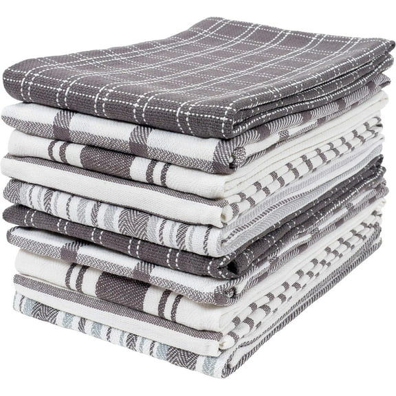 KAF Home Assorted Flat Kitchen Towels, 100% Cotton Dish Cloths, 18” x 28” Gray, 10-Pack