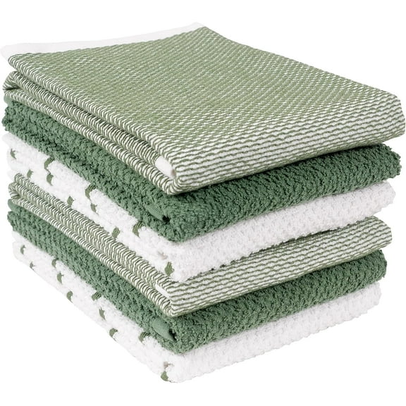 KAF Home Ayesha Curry Cotton Kitchen Towels Set, Absorbent Dish Towels, 18” x 28”, Gray, 6 Pack