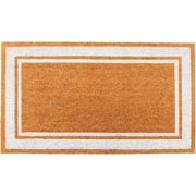 KAF Home Border Stripe White Coir Doormat, Heavy-Duty, Non-Slip Backing, 17 x 30 in