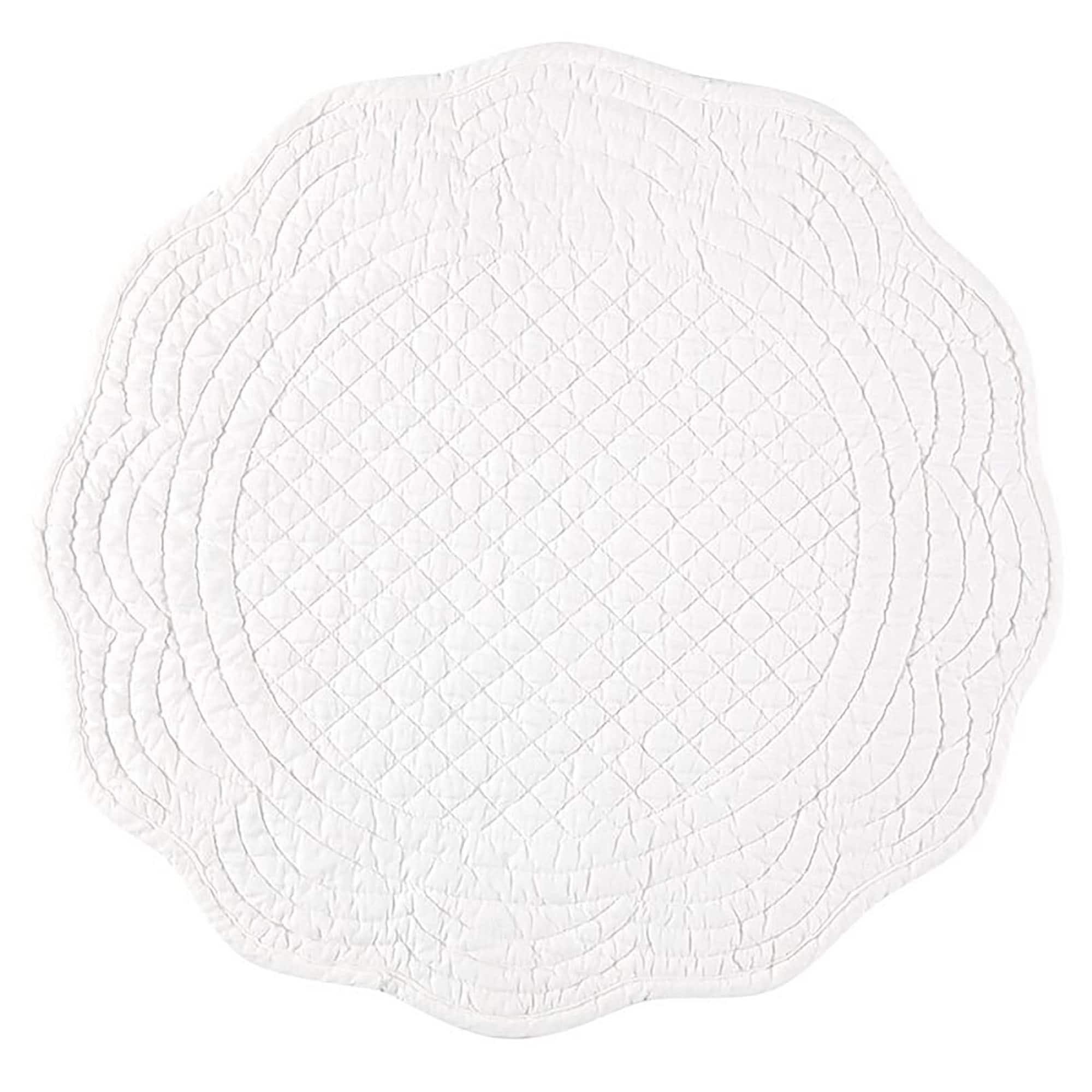 White Quilted Cotton Scalloped Edge Placemat Set of 4