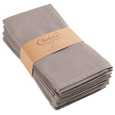 KAF Home Chateau Easy-Care Cloth Dinner Napkins - Set of 12 Oversized (20 x 20 inches) - Gray