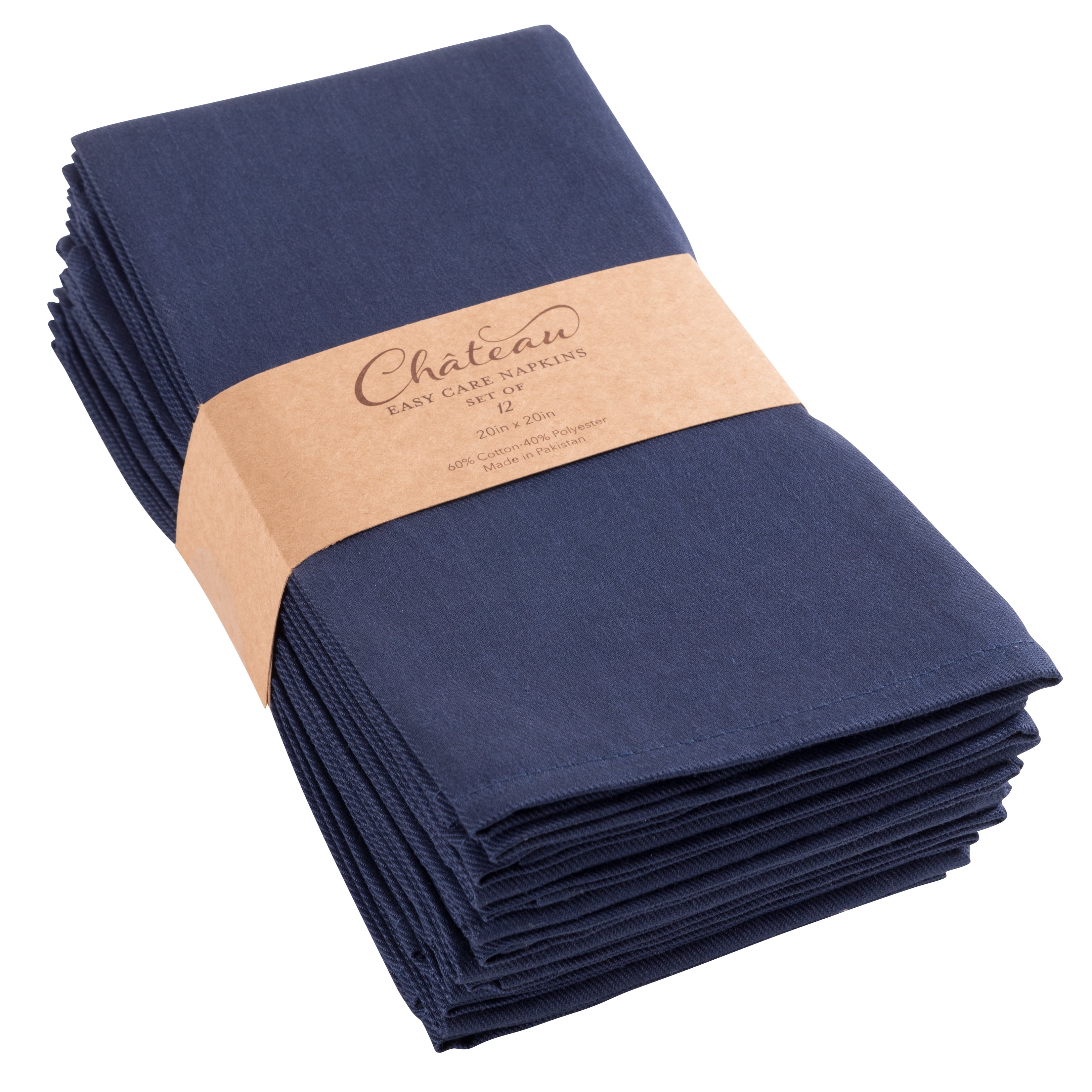 Chateau Navy Blue Poly-Cotton Cloth Dinner Napkins Set of 12