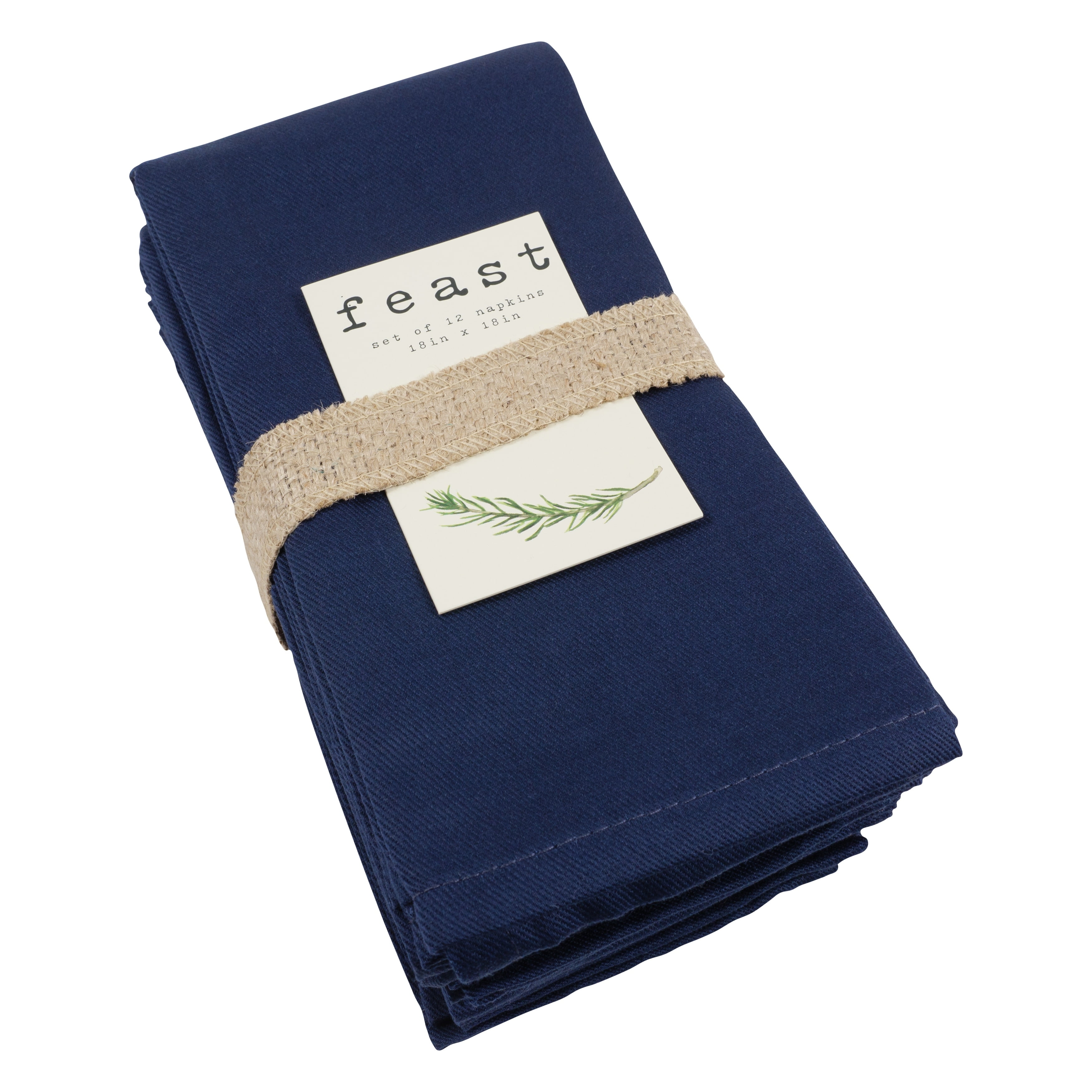 Feast Set of 12 Blue Cotton-Polyester Napkins