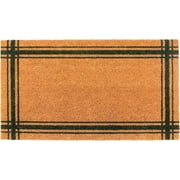 Kaf Home Lyon Stripe Coir Doormat, Heavy-Duty Door Mat with Non-Slip Backing, 17" x 30", Green