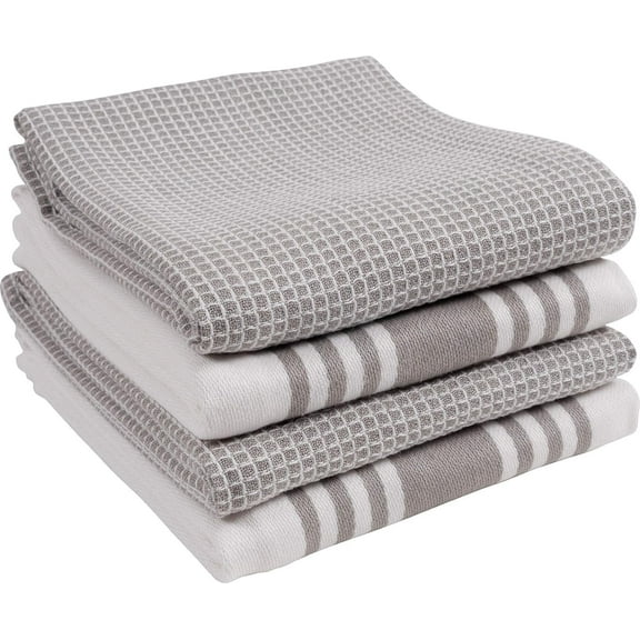 KAF Home Madison Cotton Kitchen Towels Set, Soft and Absorbent Dish Towels, 18” x 28”, Drizzle, 4 Pack