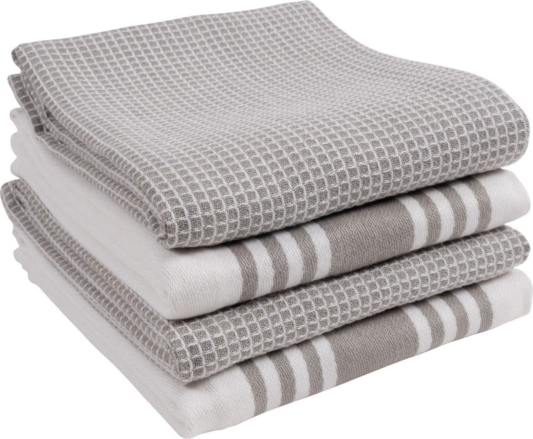 Light Gray Cotton Waffle Weave Kitchen Towel Set of 4