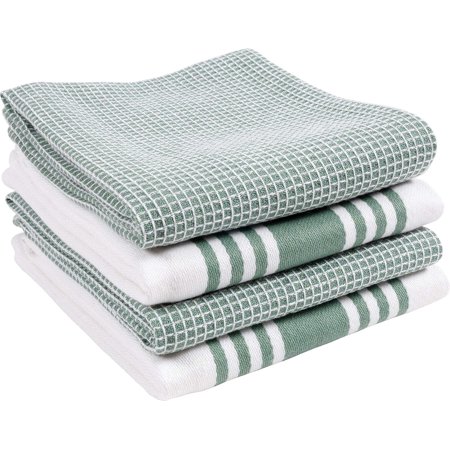 KAF Home Madison Cotton Kitchen Towels Set, Soft and Absorbent Dish Towels, 18” x 28”, Sage, 4 Pack