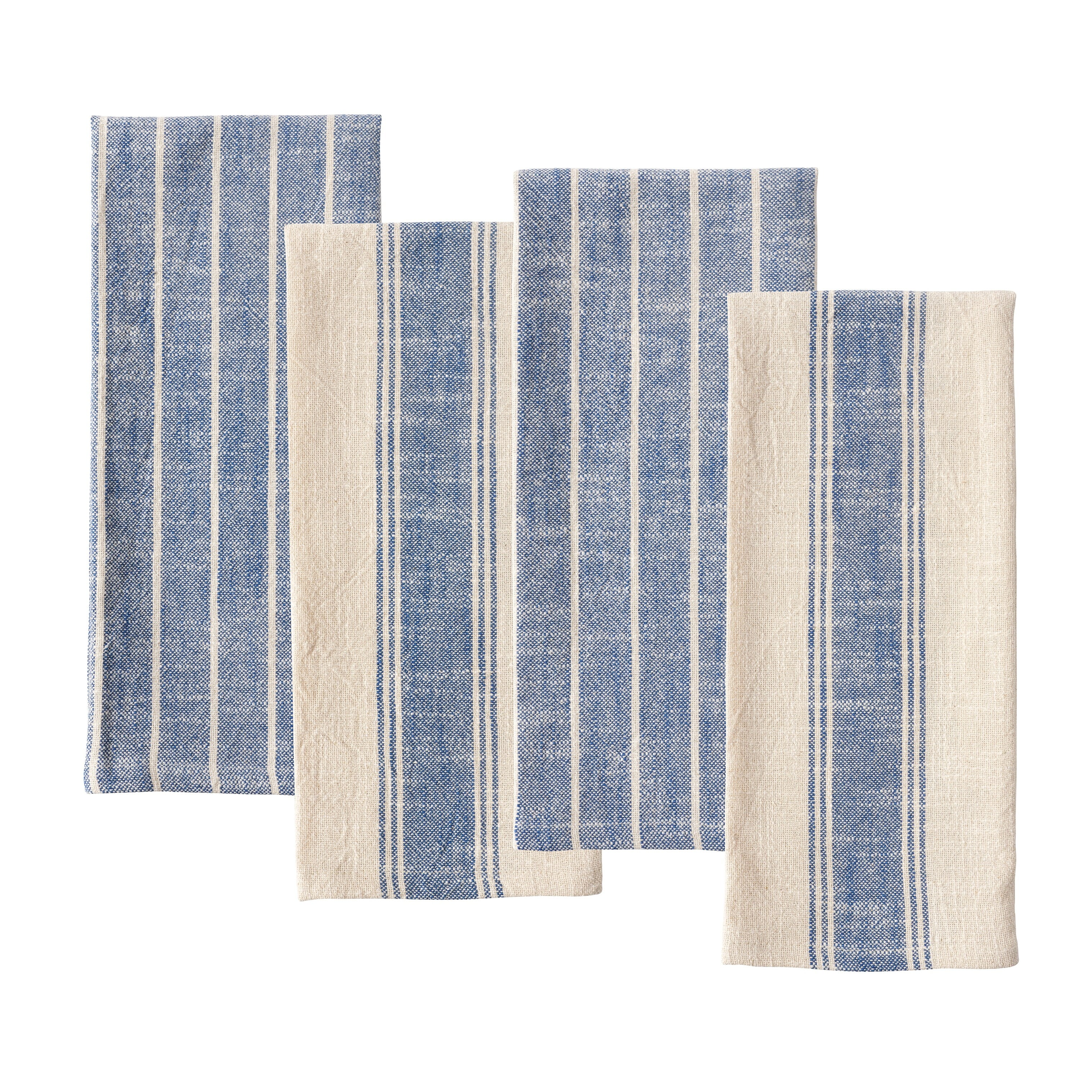 Navy and Beige Striped Cotton Kitchen Towel Set